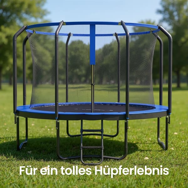 Trampolin 366x270 cm Sort-Blå, stålramme