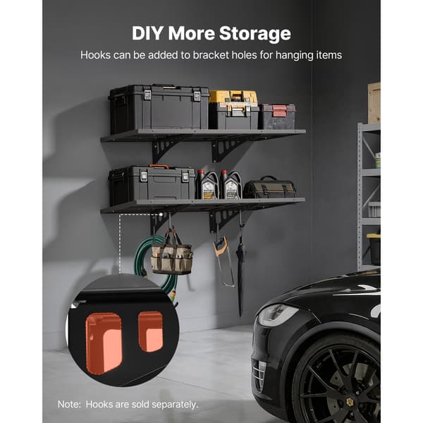Væghængt garagehylde 50x122 cm sort stål opbevaring