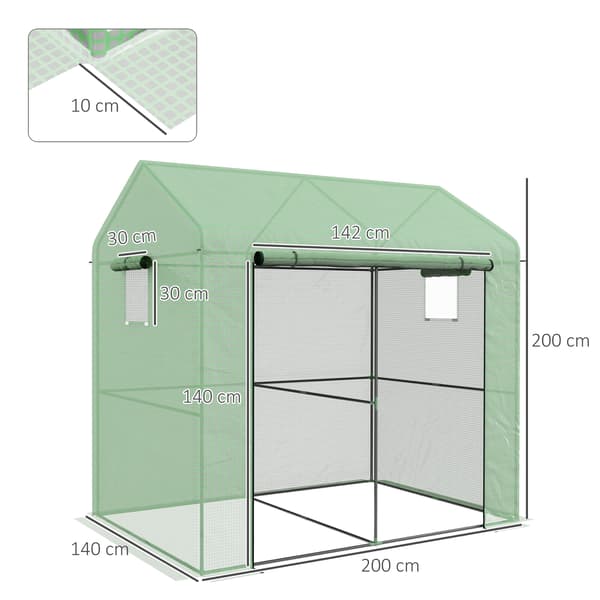 Drivhus 200x140x200 cm grøn