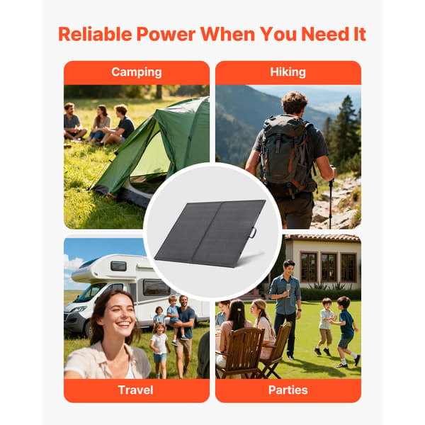 Solpanel, 200W foldbar monokrystallinsk, 119x90x3,3 cm, bærbar