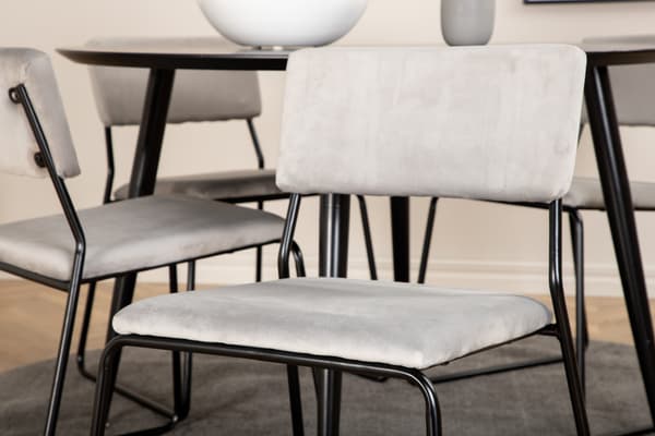 Spisebord og stol sæt 115 cm sort fløjl