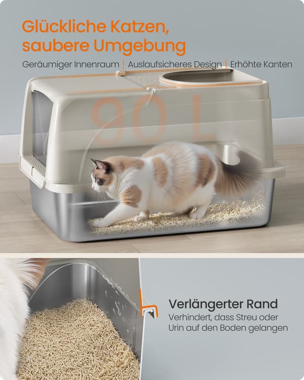 Kattebakke til kat 61x41x36,5 cm Beige Rustfrit stål