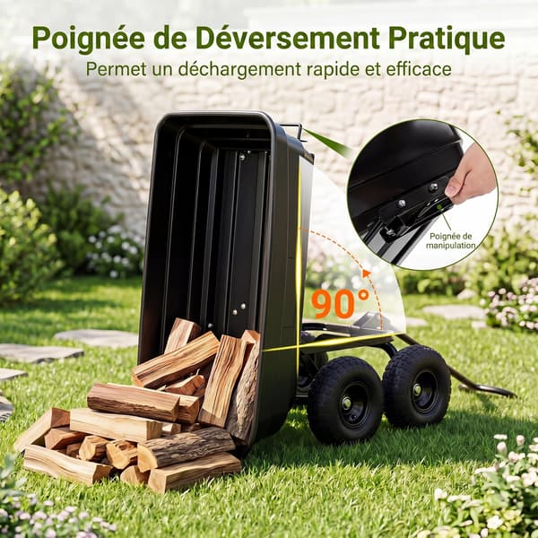 Havevogn 75 L 110x52x50 cm sort