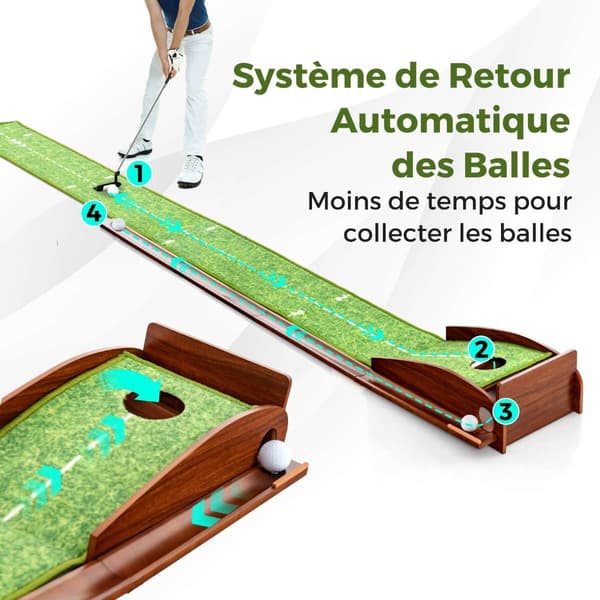 Golf putting måtte, 280x29x15 cm, Brun Grøn