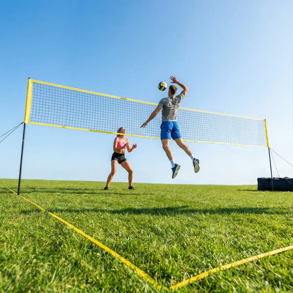Volleyballnet sæt 950x100x248 cm sort stål