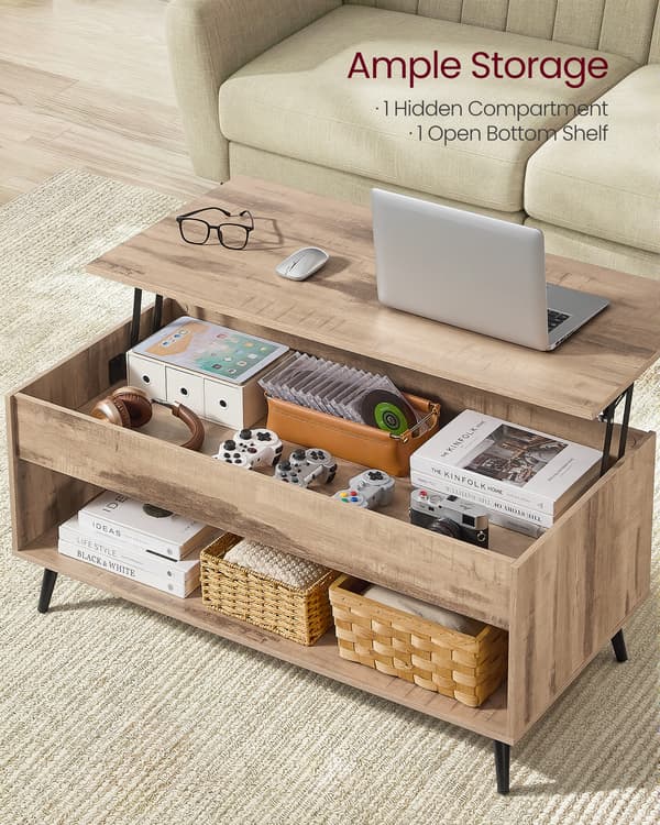 Lift-Top sofabord 100x50x45-58,5 cm kamelbrun