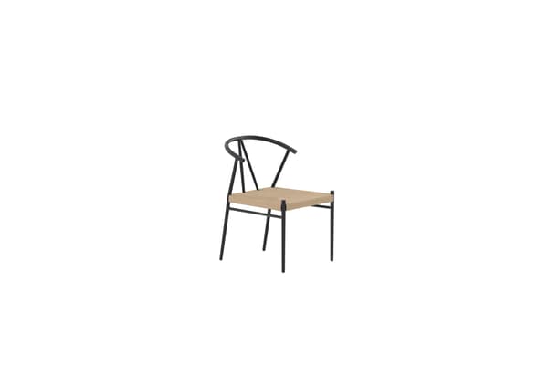 Spisestol, Alfons, Sort, Stål, Rattan