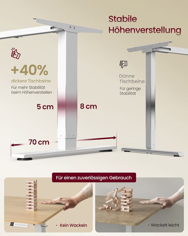 Höj- och sänkbart skrivbord med USB-C-port, 180 x 80 cm