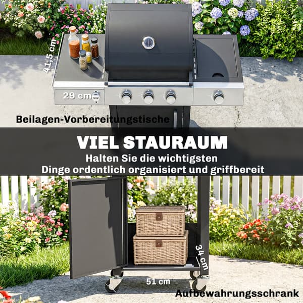 Gasgrill 109x50x109 cm Sort Rustfrit Stål