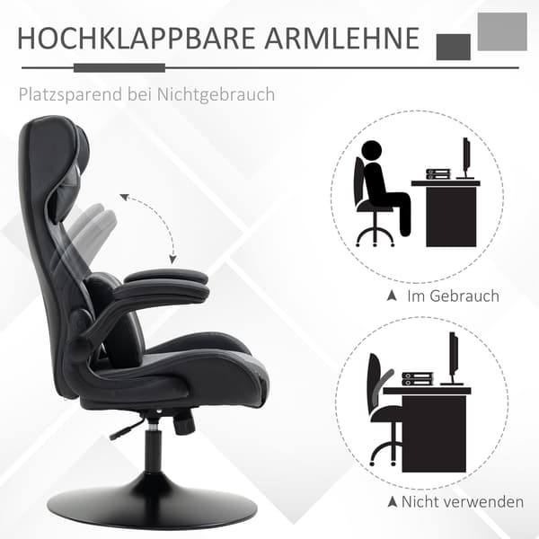 Gaming Stol, 69x73x112-118 cm, Sort, Kunstlæder