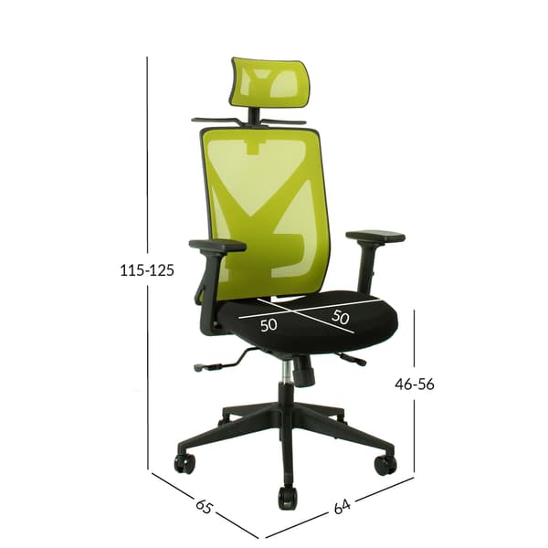 Kontorstol MIKE 64x65x115-125 cm Grøn