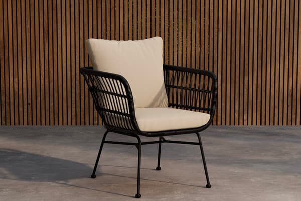 Lounge stol, Isola, Sort, Stål, Rattan