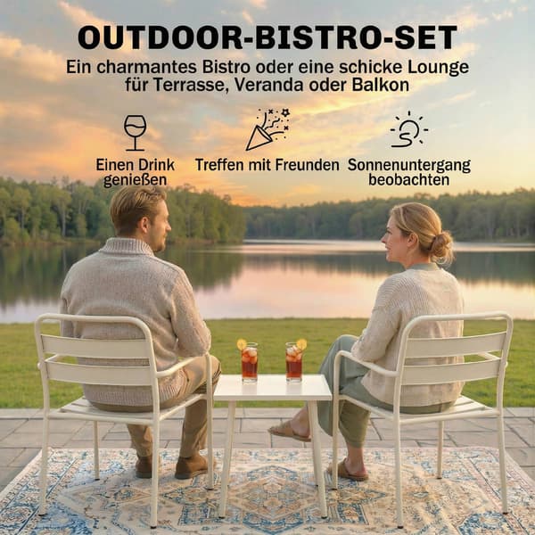 Bistroset 55x58x82 cm Vit Metall