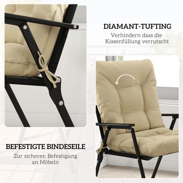Utomhusdyna med ryggstöd 120x50x8 cm Beige polyester