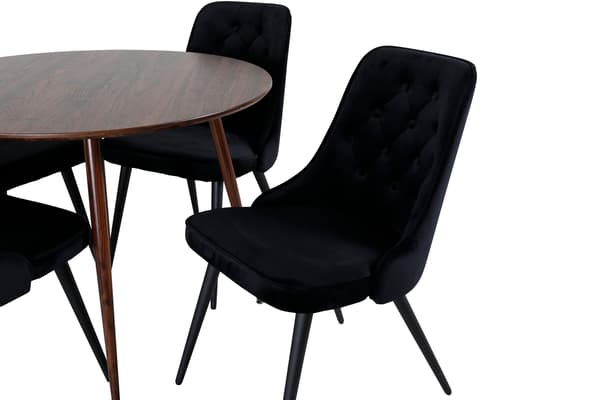 Spisebord og stol sæt Plaza 100 cm valnød