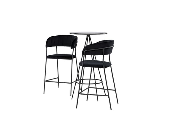 Barbord og barstol sæt 60 cm sort