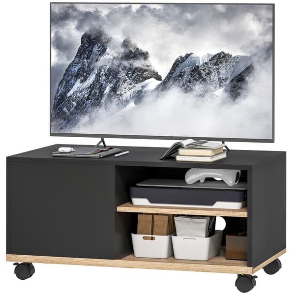 TV-bord 80x45x41 cm Sort og Eg Opbevaring