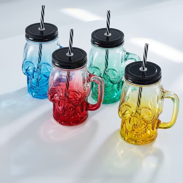 Glas-set, Set med 4 dödskalleglas med lock, Kodustaar