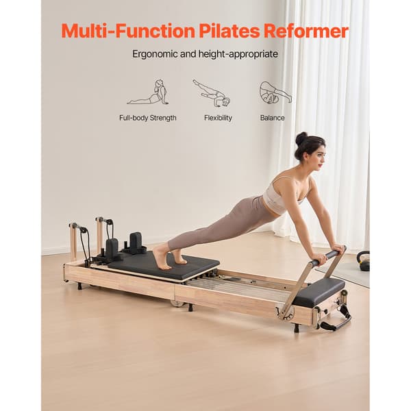 Pilates Reformer, 238x68x57 cm, Trä, Fällbar, Hemmagymutrustning
