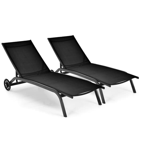 Ulkoloungerit 2 kpl 190,5x61x34-97 cm musta