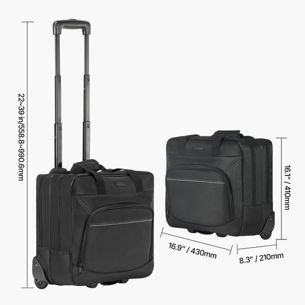 Rullende computertaske 39,6 cm sort, oxfordstof