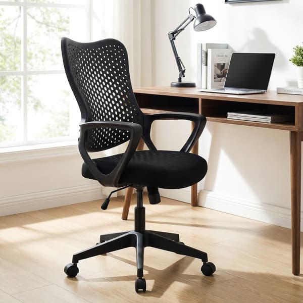 Kontorstol med armlæn 63,5x62x95,5-103 cm sort