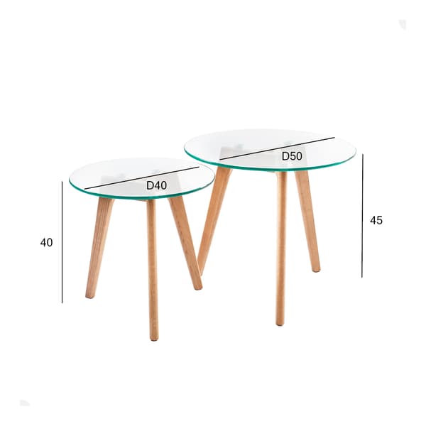 Sidebord sæt Helena 50x45 cm 40x40 cm Glas