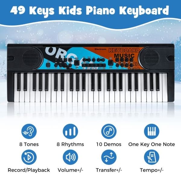 Børneklaver Keyboard, 53,3x19,1x5,1 cm, Sort, ABS , Star