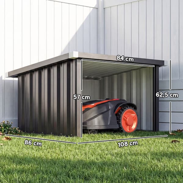 Robotgräsklippargarage, 108x86x62,5 cm, mörkgrå, stål