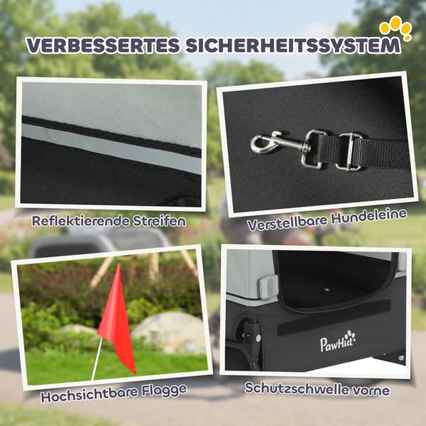Hundecykelanhænger foldbar 138x69x70 cm grå polyester