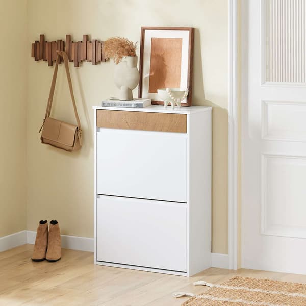 Skoskab 61x26x91 cm Hvid Træ Opbevaring