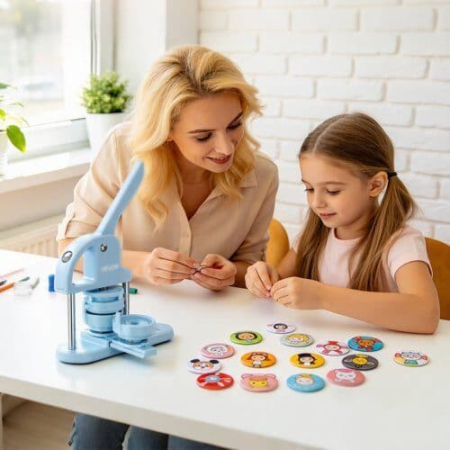 Påfyllningskit för knappmaskin 50 set Ø32 mm silver/vit