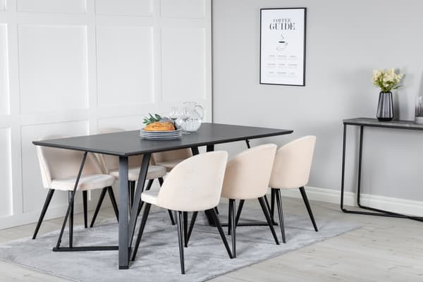 Spisebord og stol sæt Marina sort beige