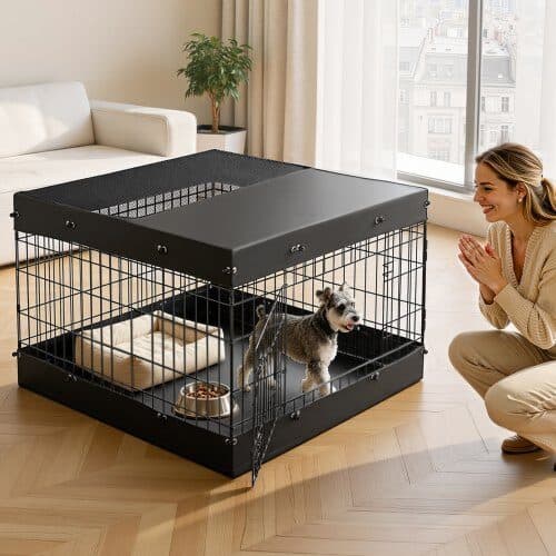 Hundhage 4 paneler 93x93x61,5 cm svart
