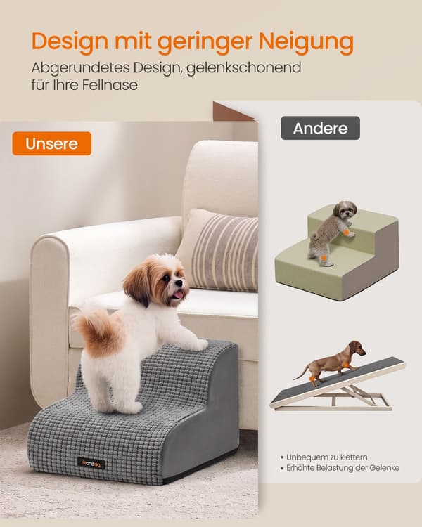 Vandtæt hundetrappe, to trin, duegrå