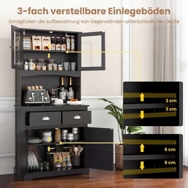 Køkkenbuffet skænk med overskab 80x40x170 cm sort