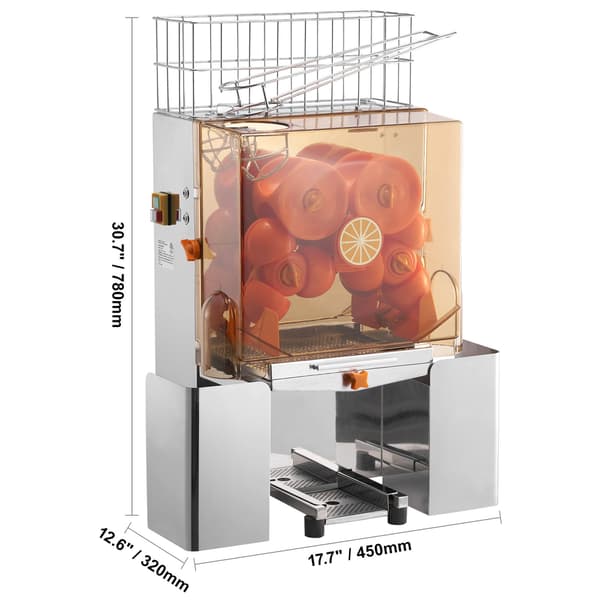 Appelsinpresser maskine, 45x32x78 cm, rustfrit stål