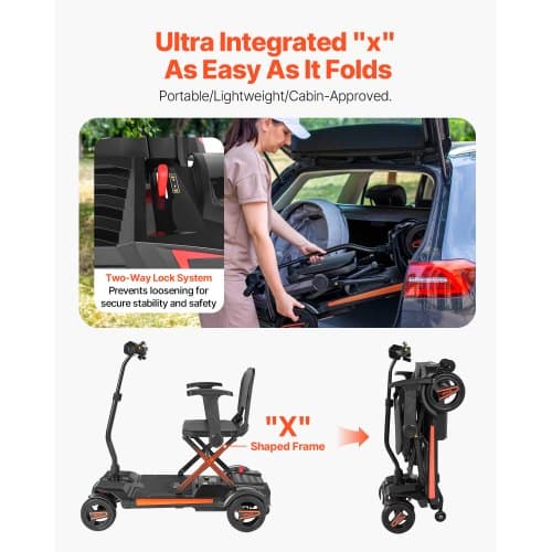 Elektrisk Mobilitetsscooter, 97x57x81 cm, Sort, Sammenklappelig