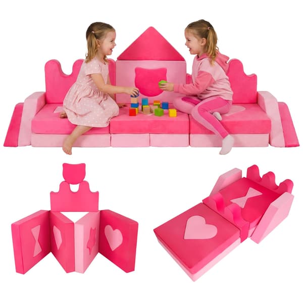 Børnelege-sofa 14 dele 251x66x96 cm pink