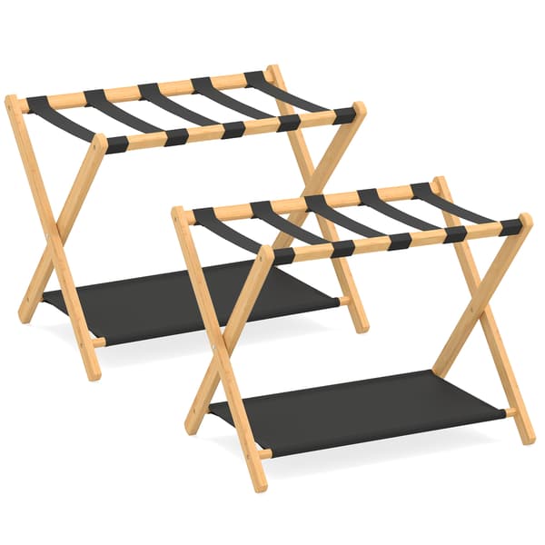 Matkatavarahyllyt 2 kpl 68x46x53 cm luonnonväri/musta