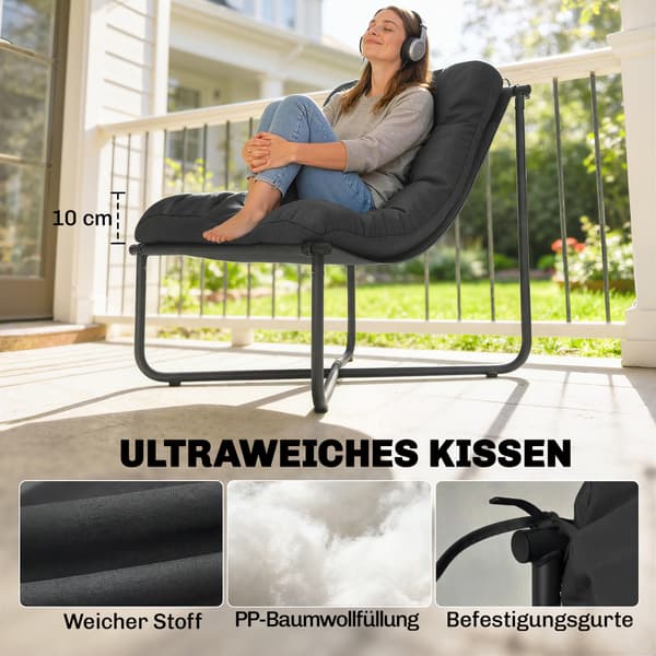 Loungefåtölj 76x92x76 cm Mörkgrå Stålram