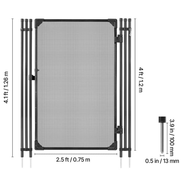 Poolhegn Port 120x75 cm Sort Metalnet