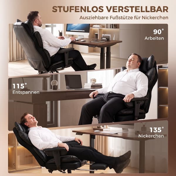 Executive kontorstol 80x67x122-130 cm sort/sølv