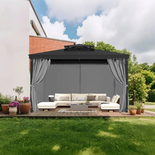 Paviljonggardiner, 284x284x211 cm, Grå, Polyester