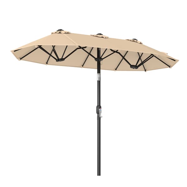 Terrasseparasol 305x161x219 cm Beige polyesterstof