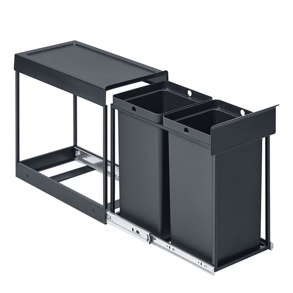 Avfallsbøtte Uttrekkbart Avfallssorteringssystem 48.6x25.4x44 cm Grått Stål