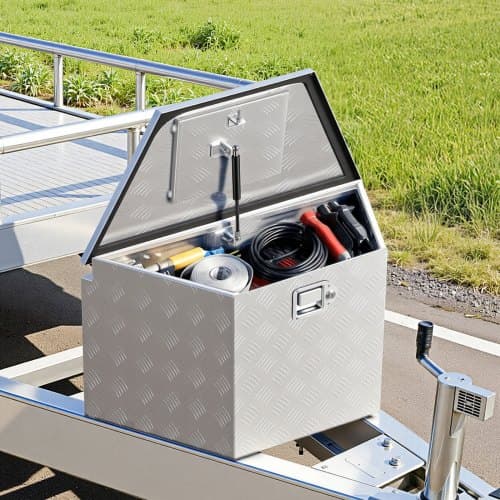 Trailertrækboks, 83,8x48,3x45,7 cm, sølv, aluminium, opbevaring