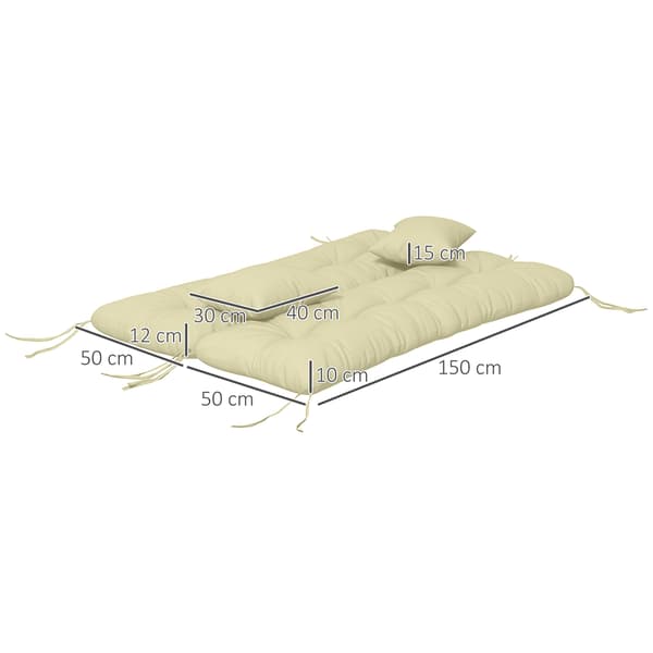 Sittdyna Set 150x50x10 cm Kräm Polyester