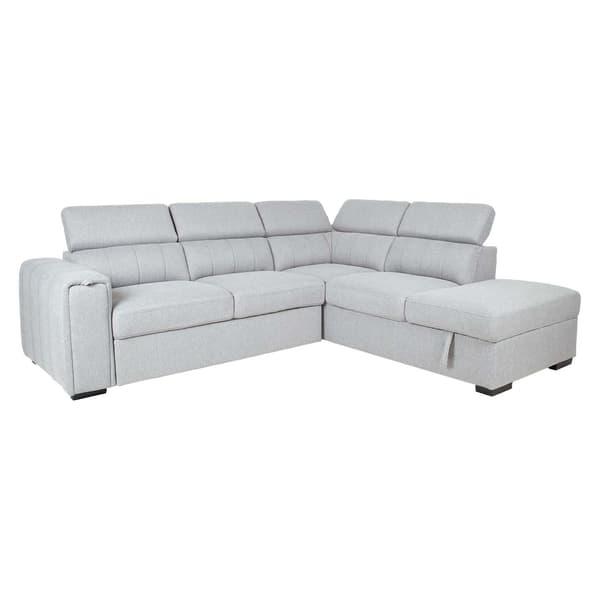 Hörnbäddsoffa ODELIA-2 256x218x99 cm Grå Förvaring