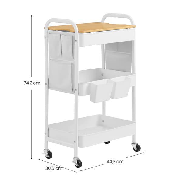 Serveringsvogn, 30.6x44.3x74.2 cm, Hvid